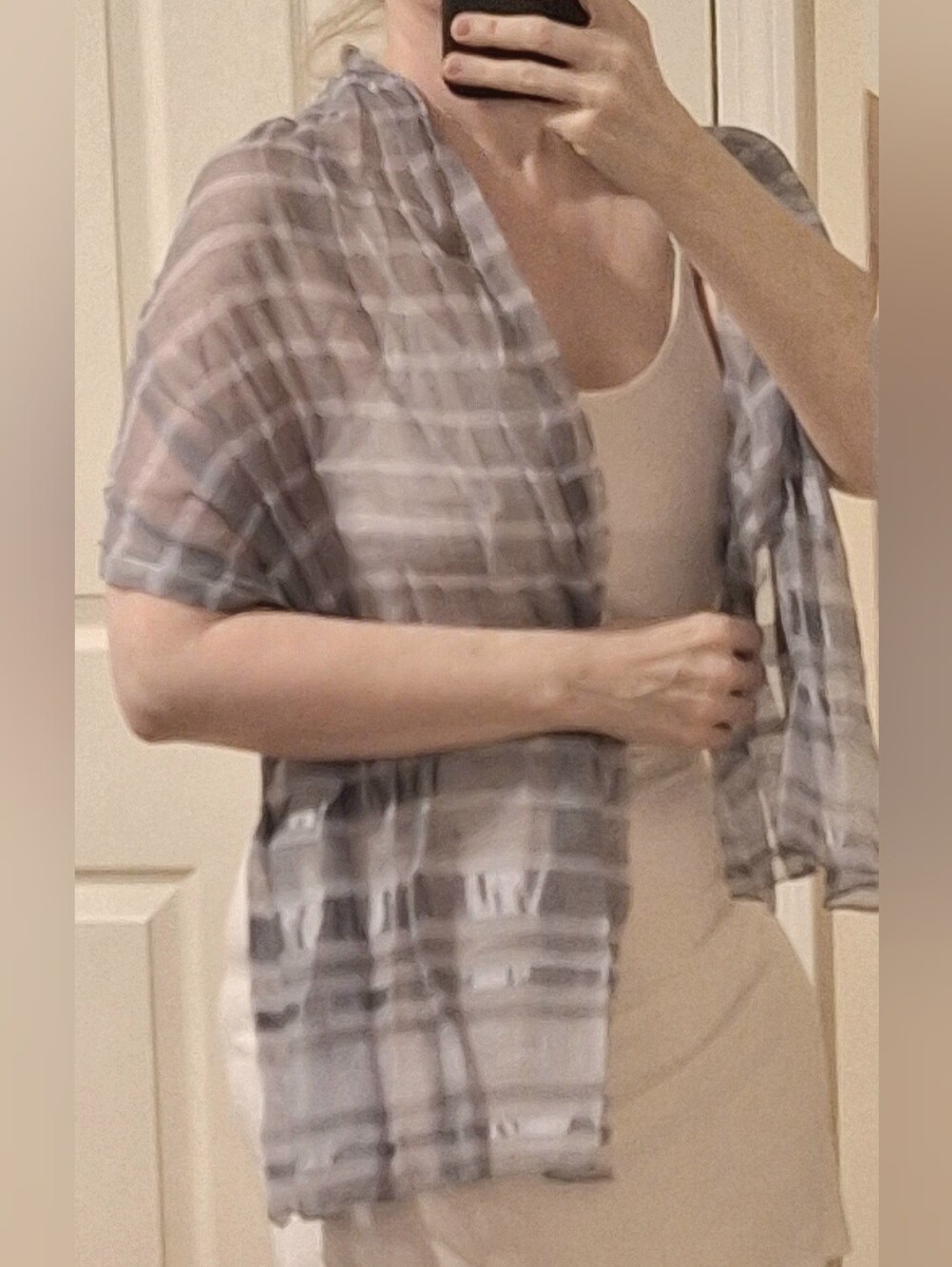 RISING TIDE | Silk, Cotton Gray Scarf